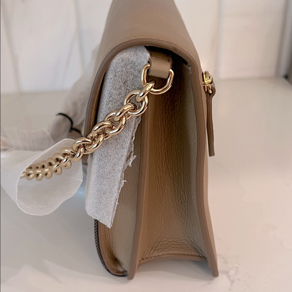 NWT Burberry Macken Leather and House Check Crossbody Bag Small Camel | Tan - Picture 9 of 16